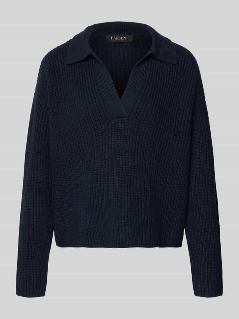 Sweter z dzianiny z wykładanym kołnierzem model ‘CERRAY’