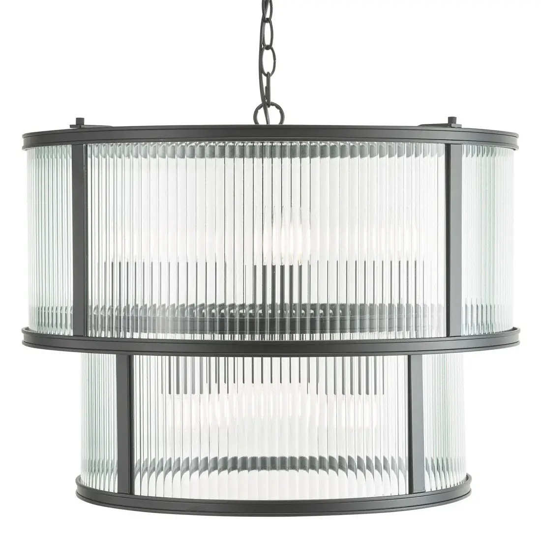Loftowa wisząca lampa Bianka BIA0622 do salonu żebrowana czarna