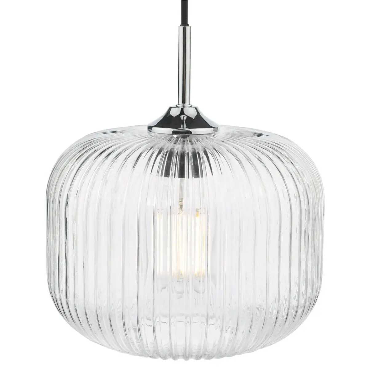 Regulowana wisząca lampa Demarius DEM0108 ryflowany szklany przezroczysty