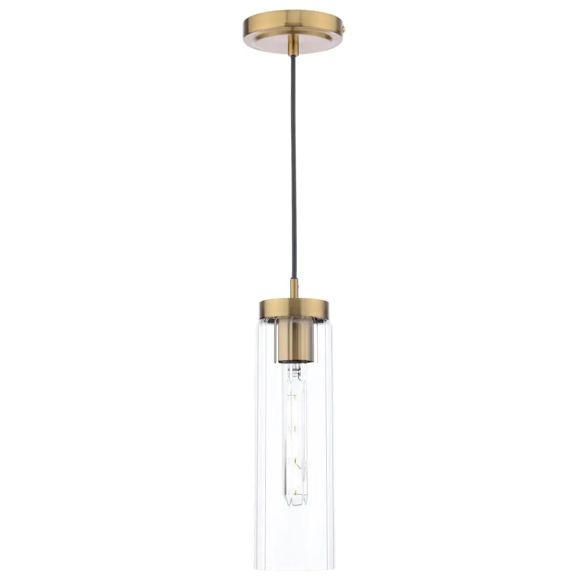 Wisząca lampa vintage Jodelle JOD0163 szklana tuba polerowany brąz