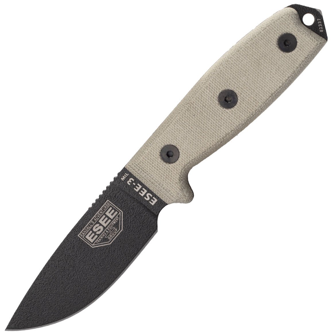Nóż survivalowy ESEE Knives Model 3 3MIL-P-B czarna pochwa + klips do paska i MOLLE-back