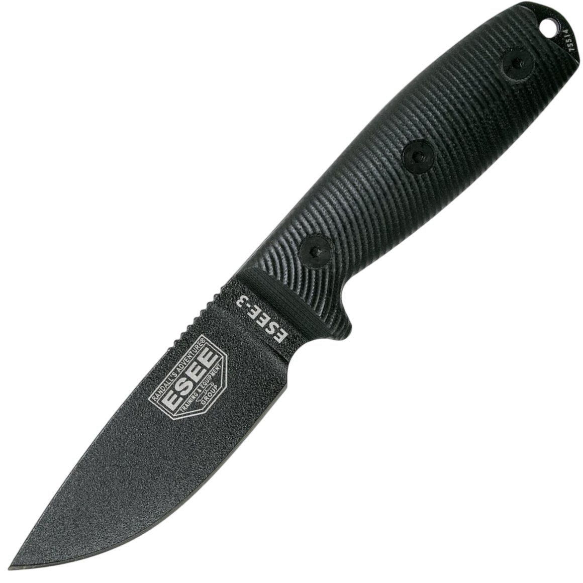 Nóż survivalowy ESEE Knives Model 3 Czarna Ostrze 3D Czarny G10 3PMB-001 czarna pochwa + klips do pa