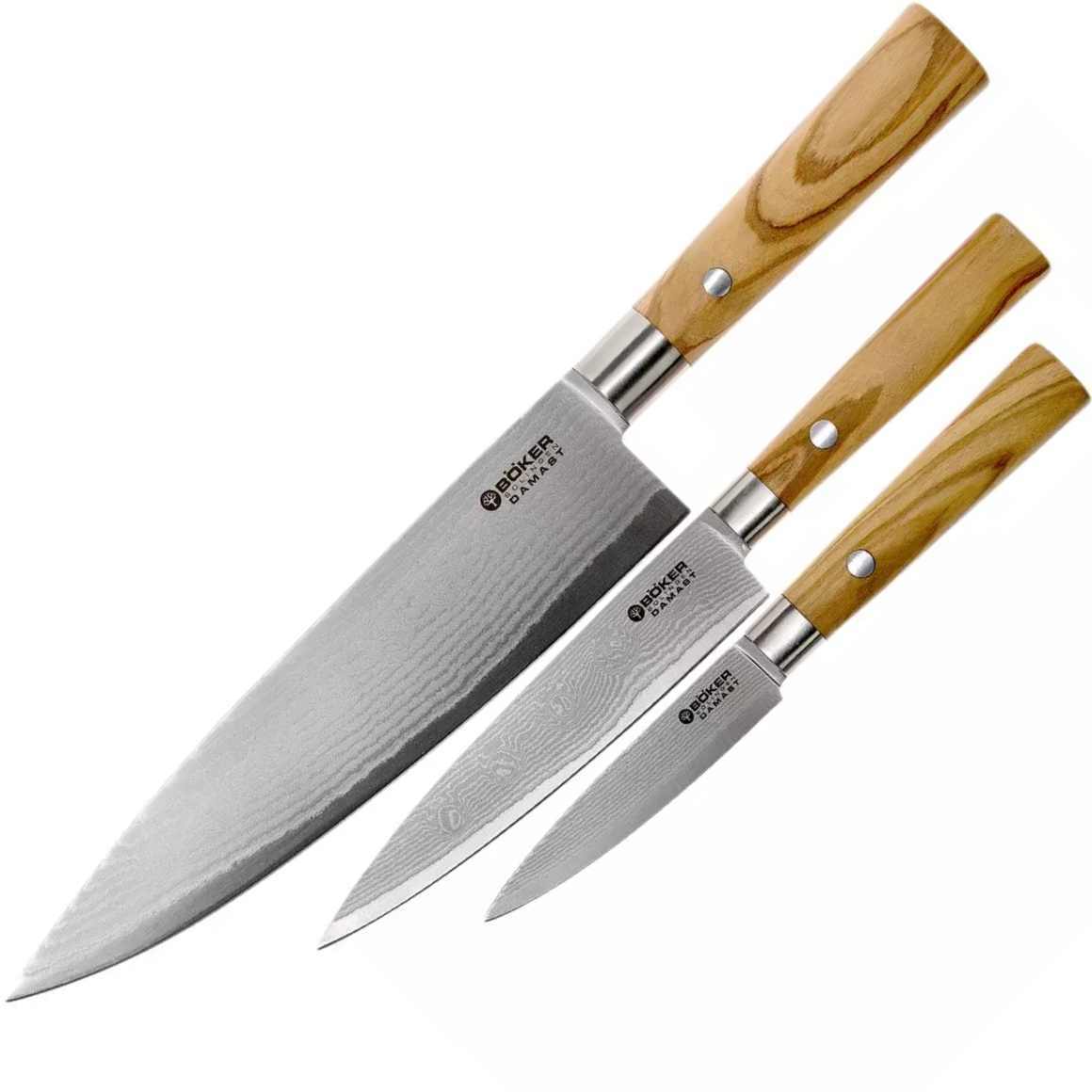 Zestaw noży kuchennych BÖKER DAMAST OLIVE 3 szt. 130440SET
