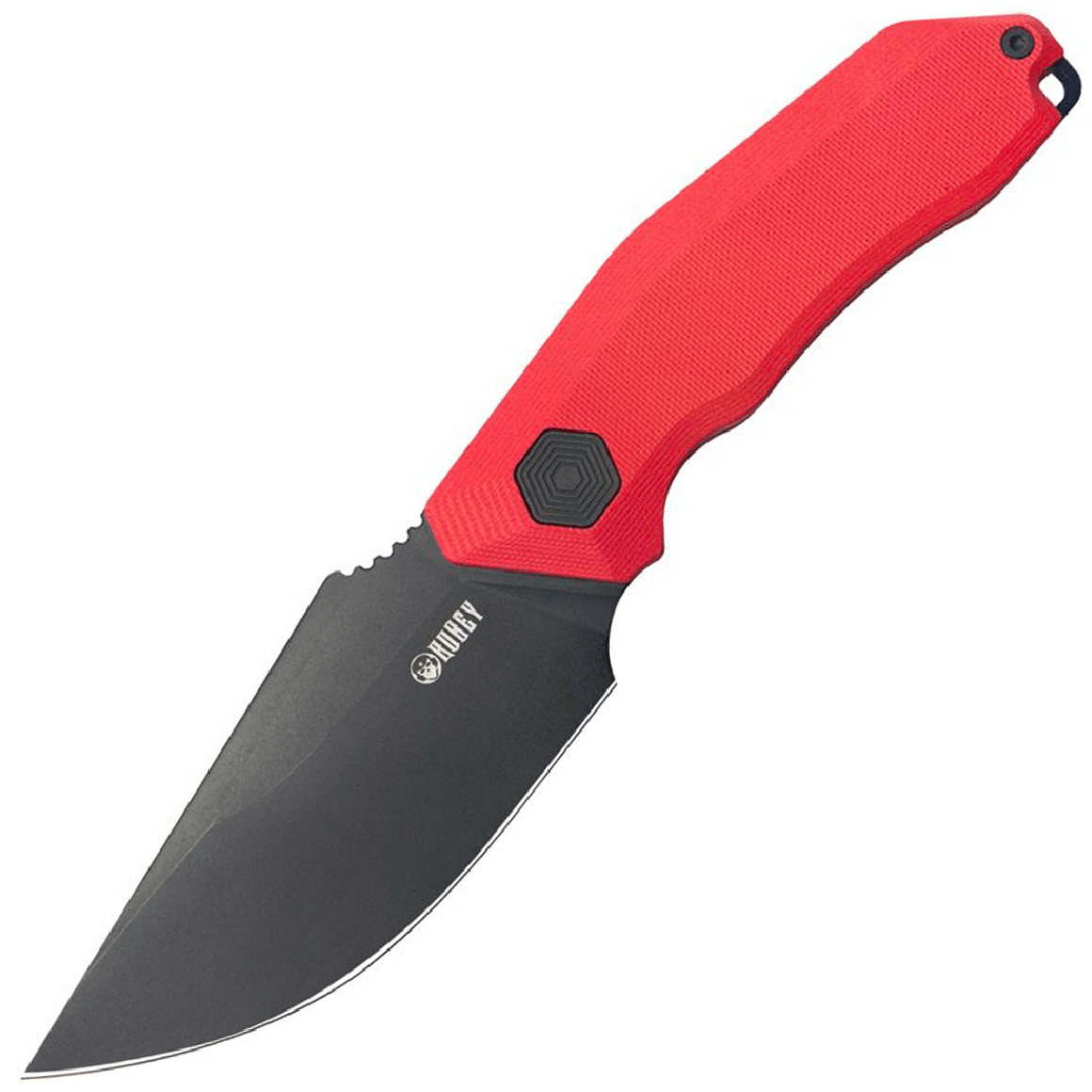 KUBEY Basilisk Nóż z Ostrzem Stałym Blackwashed 14C28N Czerwony G10 Pochwa Kydex z Mocowaniem Tek-Lo