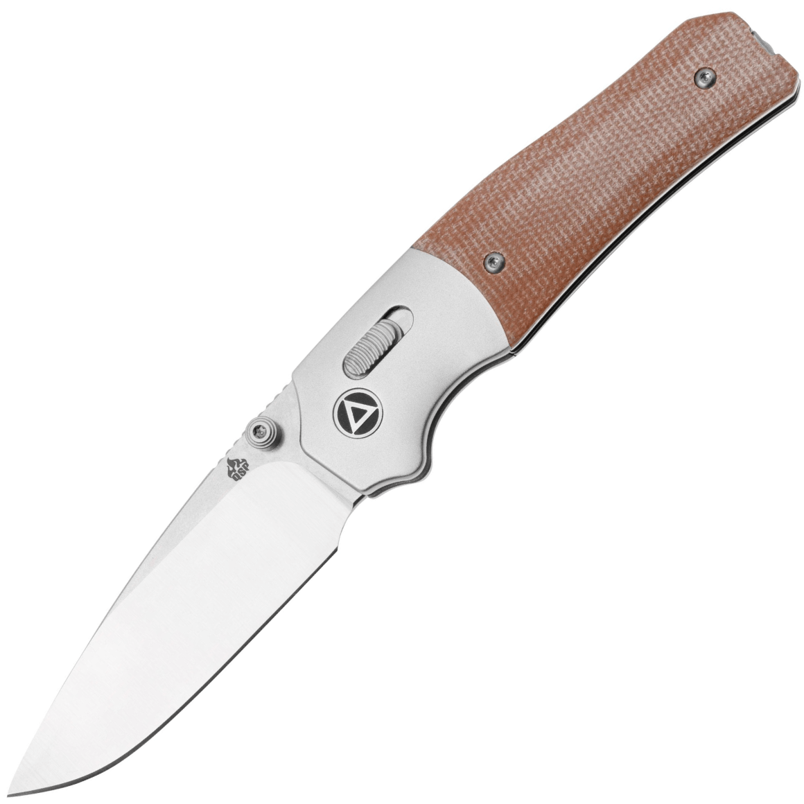 QSP Knife Vault 14C28N, stonewashed anodizowane aluminiowe bolster, Tan micarta QS157-C1