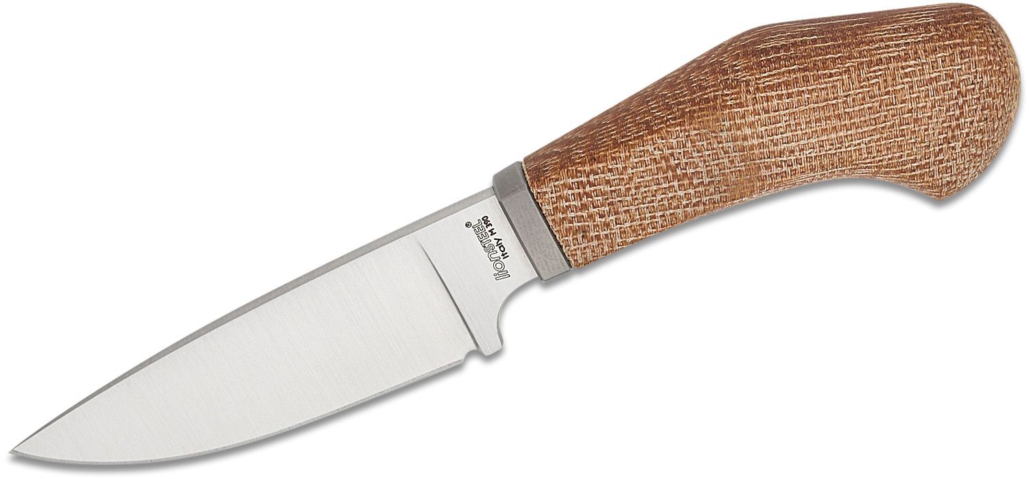 Lionsteel Nóż stały ostrze m390 NATURALNA rękojeść z płótna, osłona Ti, skórzana pochwa WL1 CVN