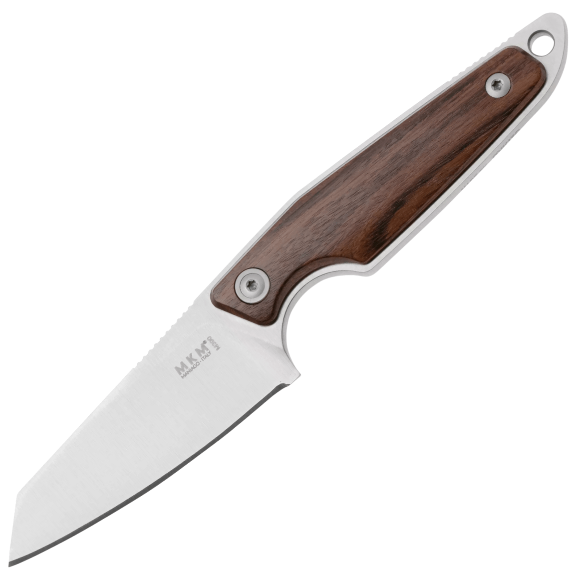 MKM MAKRO 2 – M390 SATIN SHEEPSFOOT Nóż stały, RĘKOJEŚĆ Z DREWNA SANTOS, +SKÓRZANA POCHWA KIESZONKOW