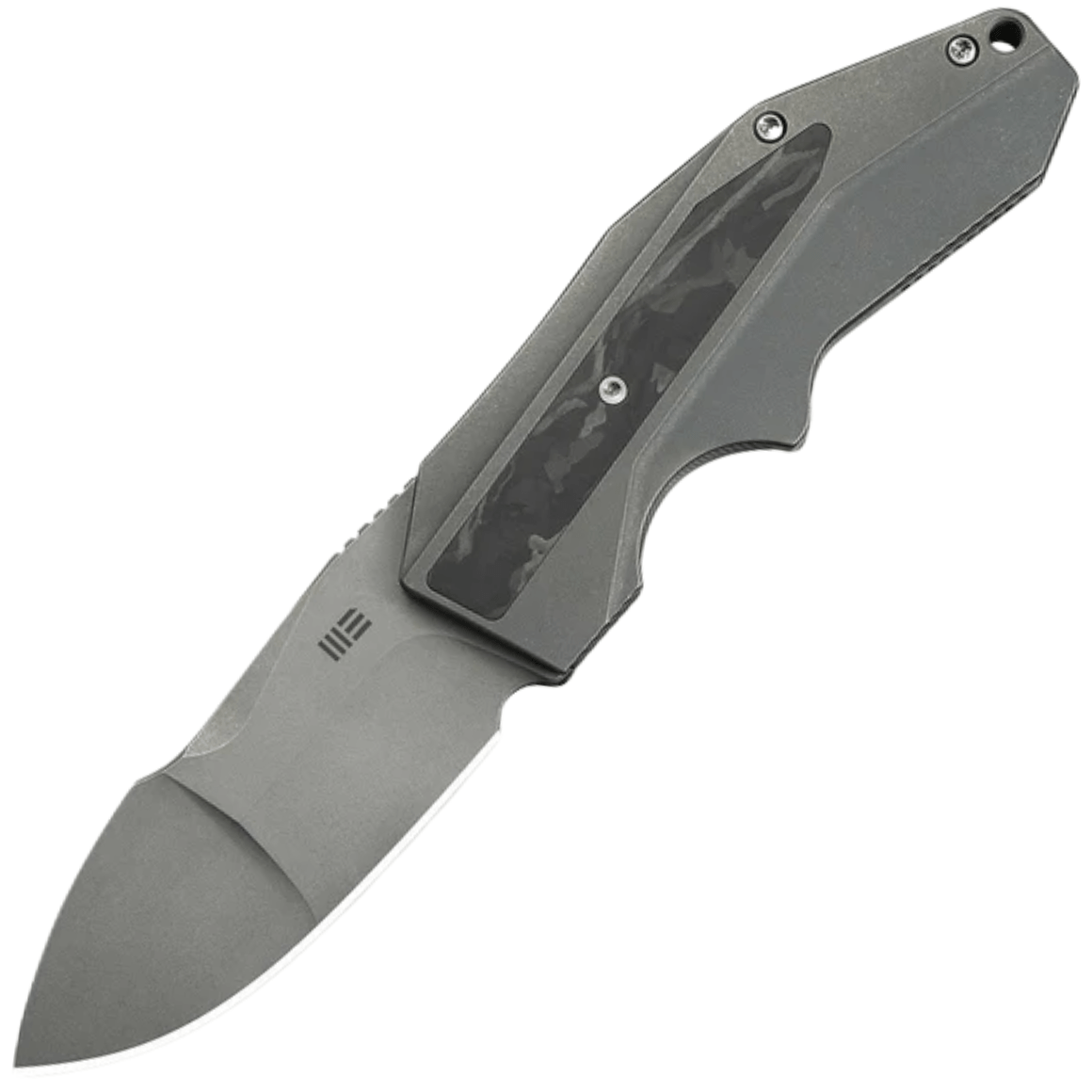 WE Knife Coral Szara Rękojeść z Tytanu z Wkładką z Marmurowego Włókna Węglowego Szara Ostrze z Kamie