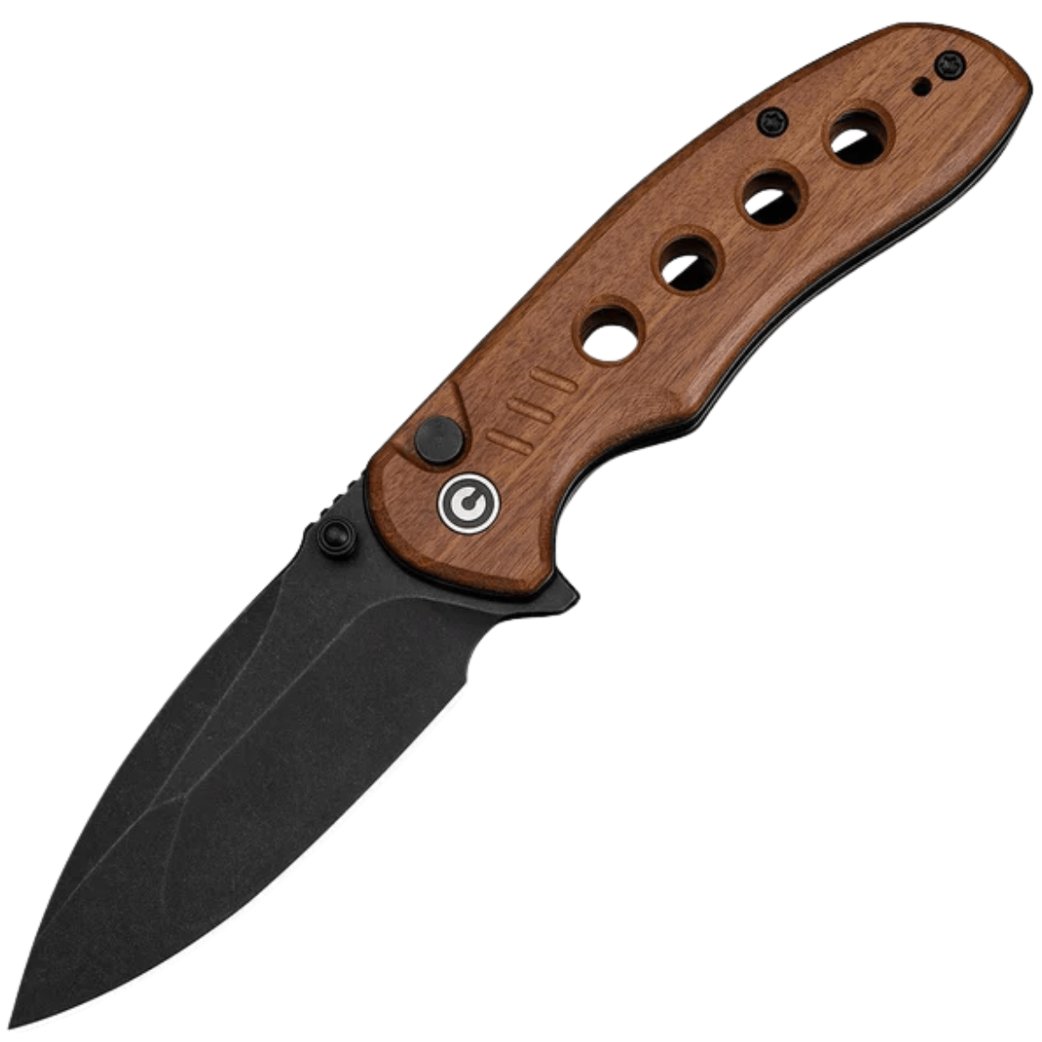 Civivi Triptych Rękojeść z drewna Guibourtia Czarna kamieniowana ostrze 14C28N Zamek przyciskowy
