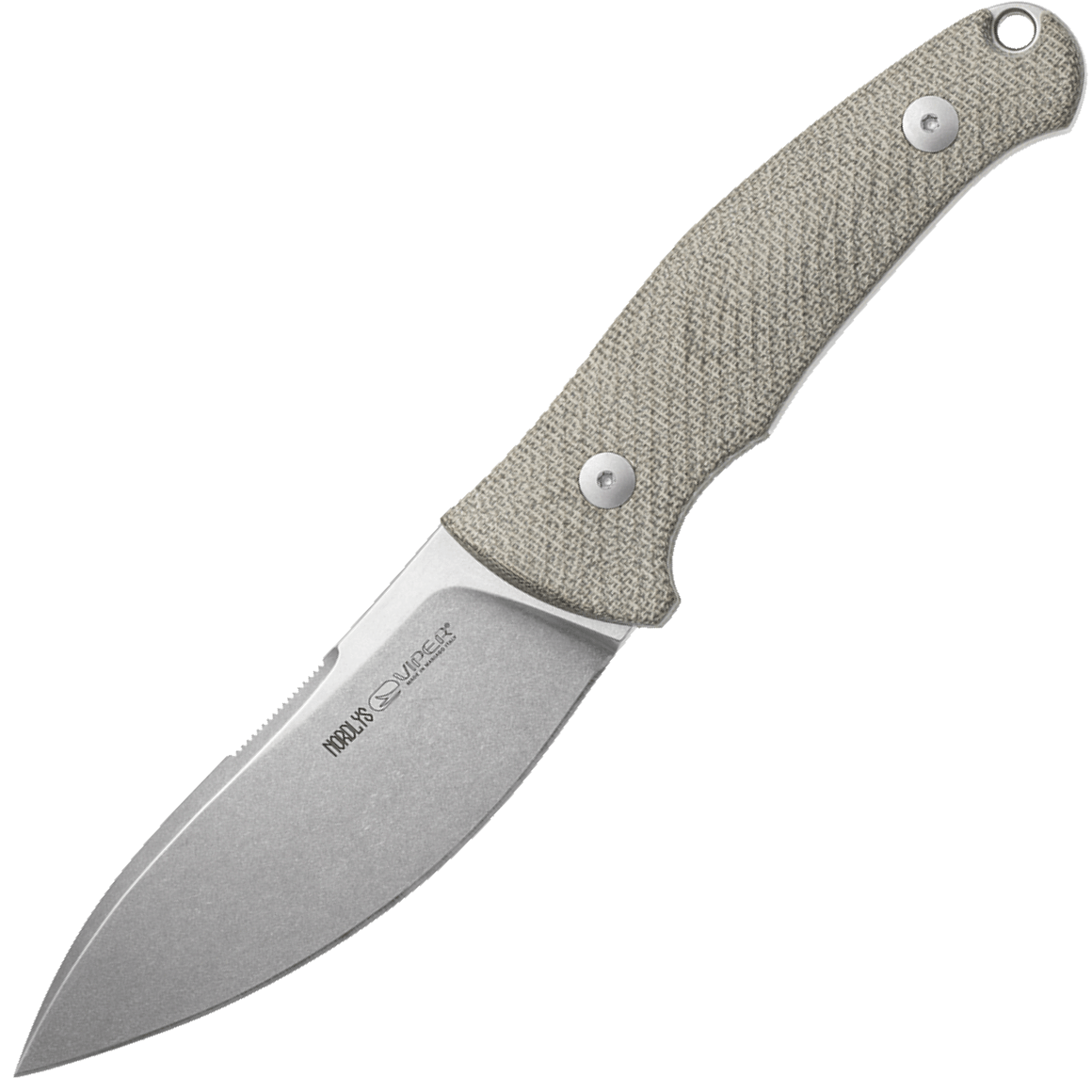 Viper NORDLYS Drop Point Stonewash N690Co, Zielona Canvas Micarta, Skórzana Pochwa VT4044CG