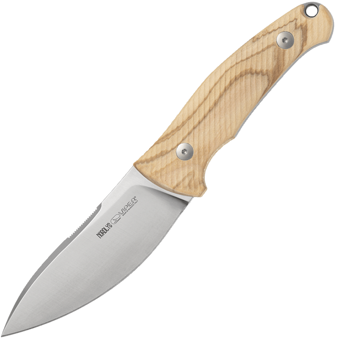 Viper NORDLYS Drop Point Satin N690Co, Naturalne Drewno Oliwne, Skórzana Pochwa VT4046UL