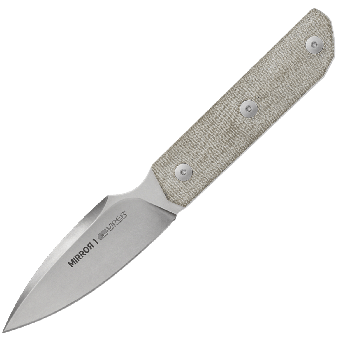 Viper MIRROR1 Spear Point Stonewash M390, Zielone Canvas Micarta, Skórzana pochwa VT4060CG