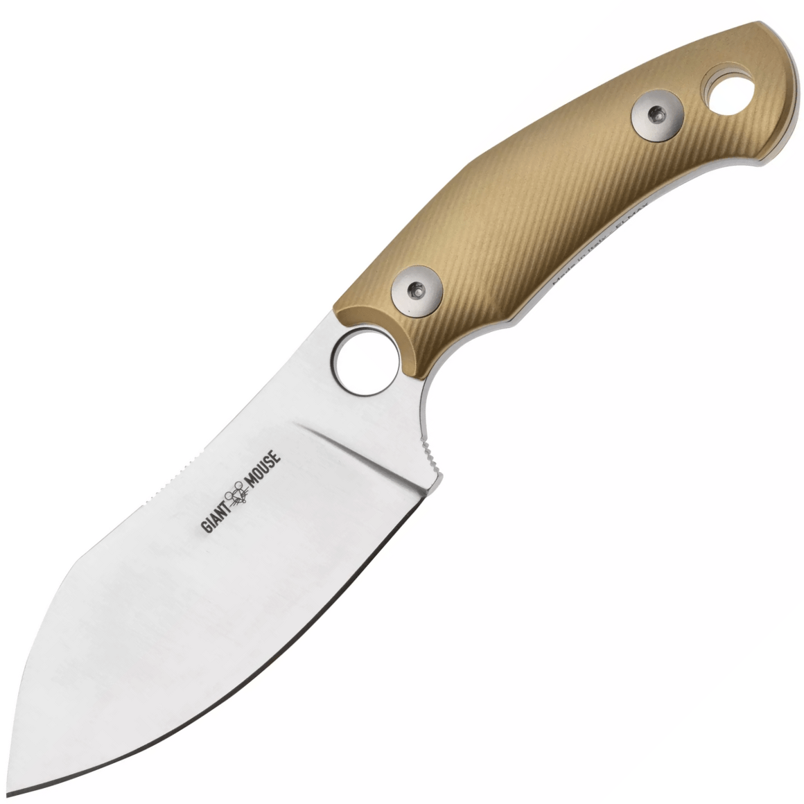 Giant Mouse GMF1-XL Frezowany Mosiądz / Satynowe Ostrze Elmax / Bordowa Skórzana Pochwa