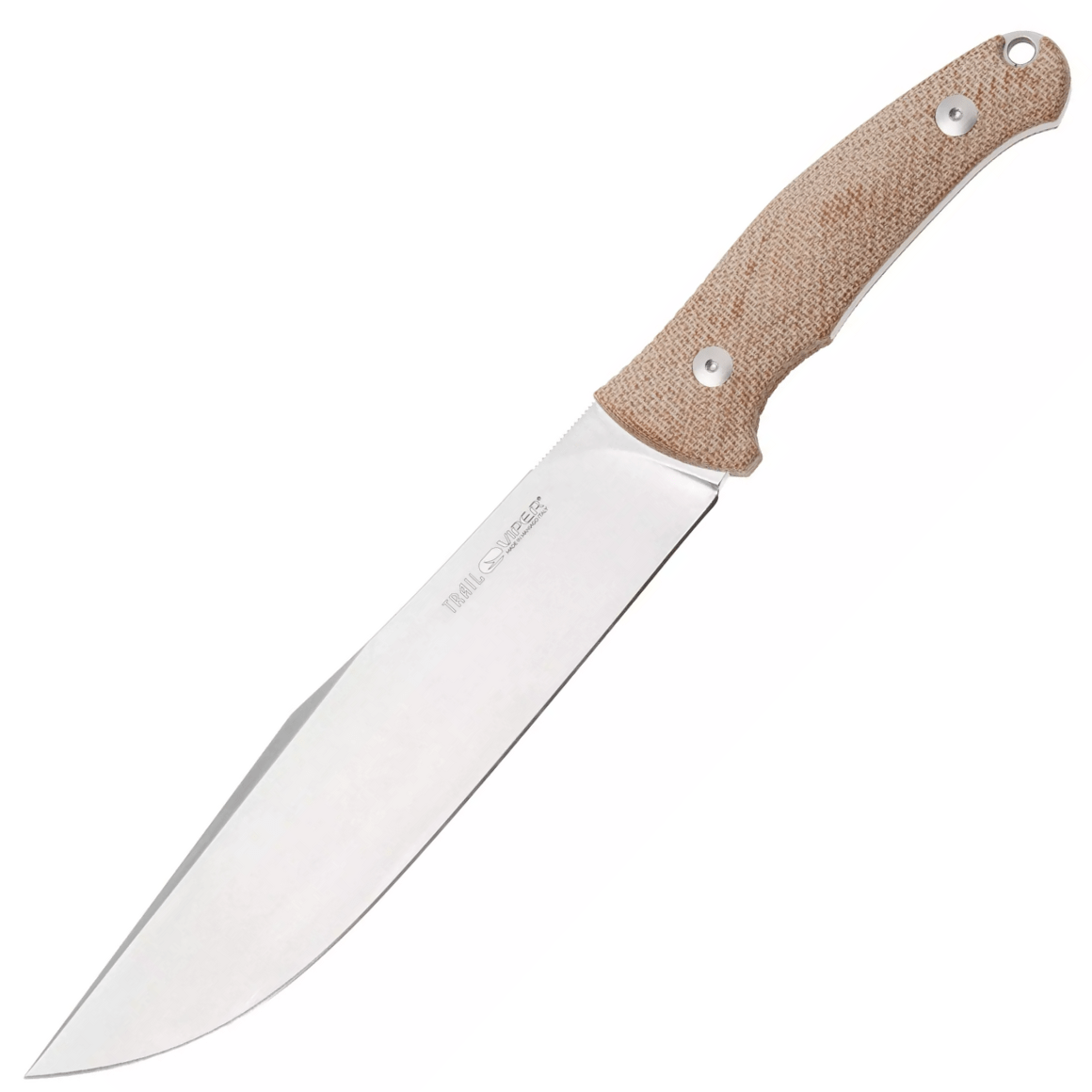 Viper Trail Clip Point Stonewash N690Co, Natural Canvas Micarta, Skórzana pochwa VT4066CN