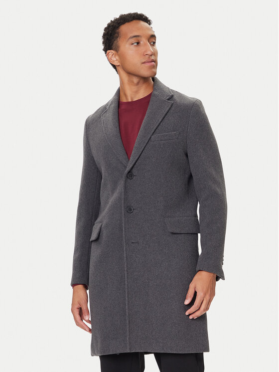 United Colors Of Benetton Płaszcz wełniany 2X59UN05M Szary Regular Fit