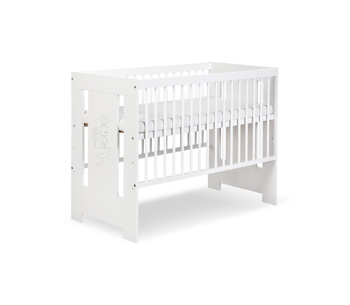 KLUPŚ - Łóżeczko dziecięce SAFARI 120x60 cm zajączek sosna/biały