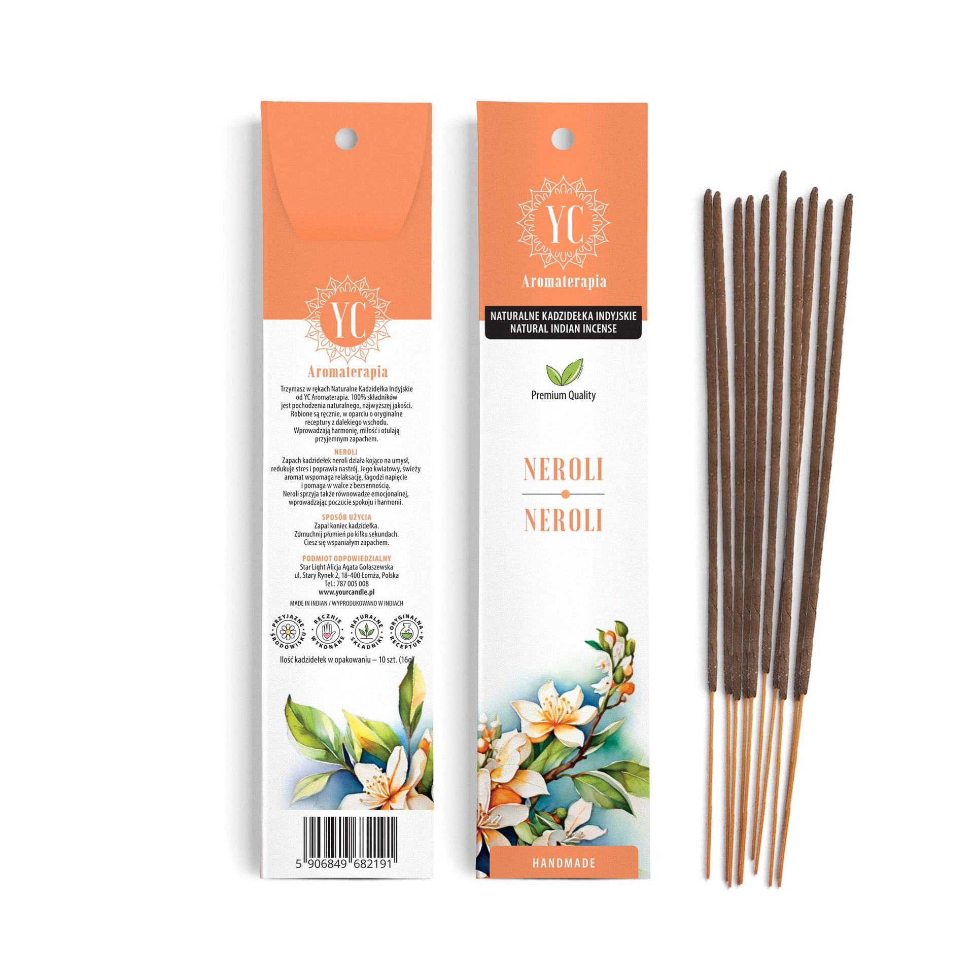 Your Candle, naturalne kadzidełka indyjskie, neroli, 10 sztuk