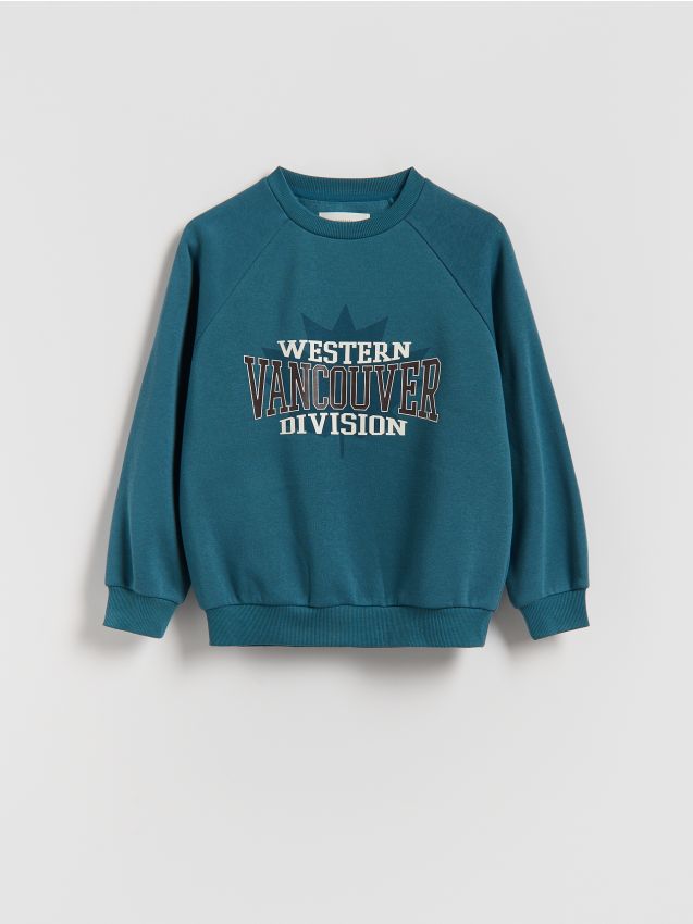 Reserved - Bluza z nadrukiem - ciemny turkus