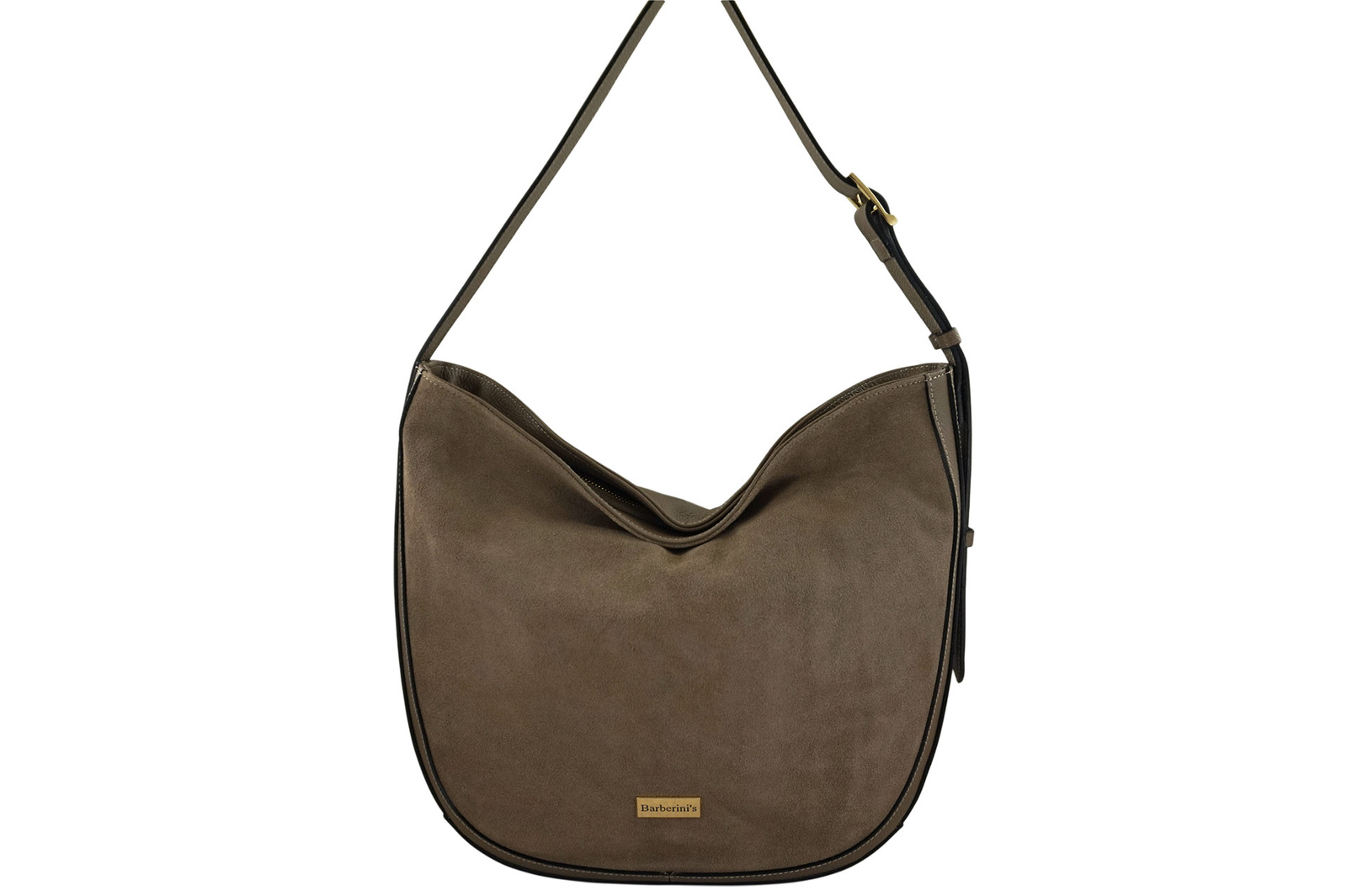 Duża torebka zamszowa na ramię - Beżowa ciemna