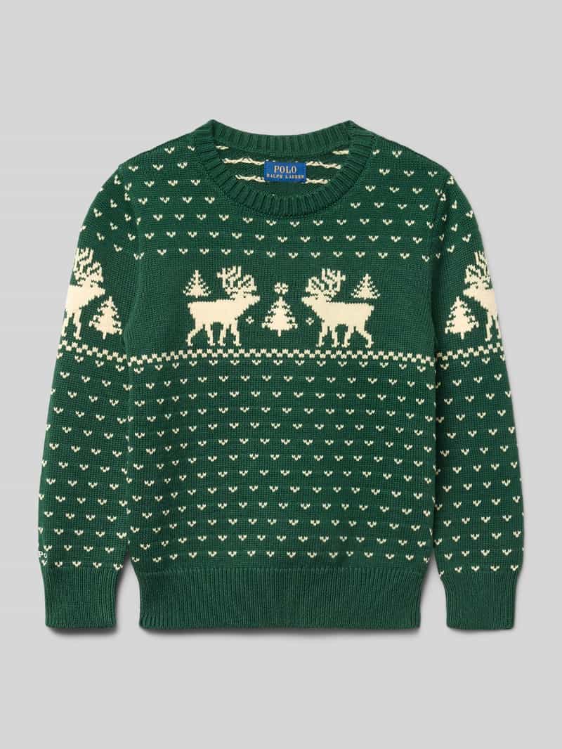 Sweter z dzianiny z okrągłym dekoltem