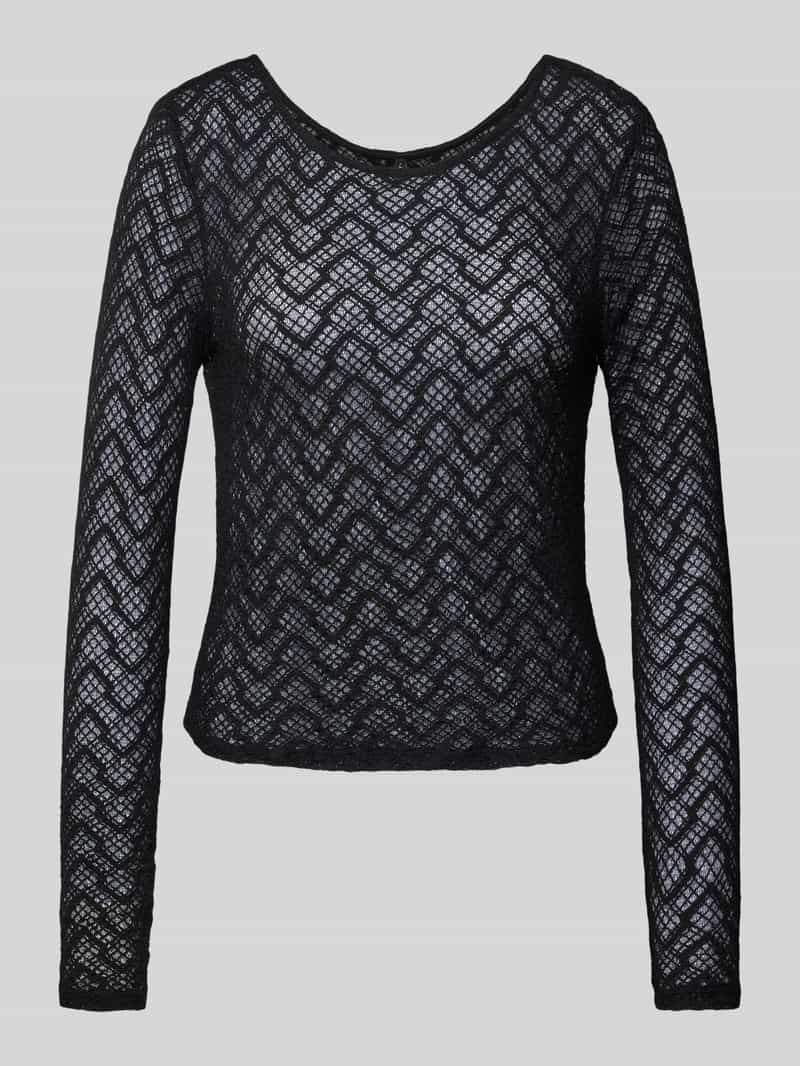 Bluzka z długim rękawem o kroju slim fit z mieszanki bawełny model ‘ANGILA’