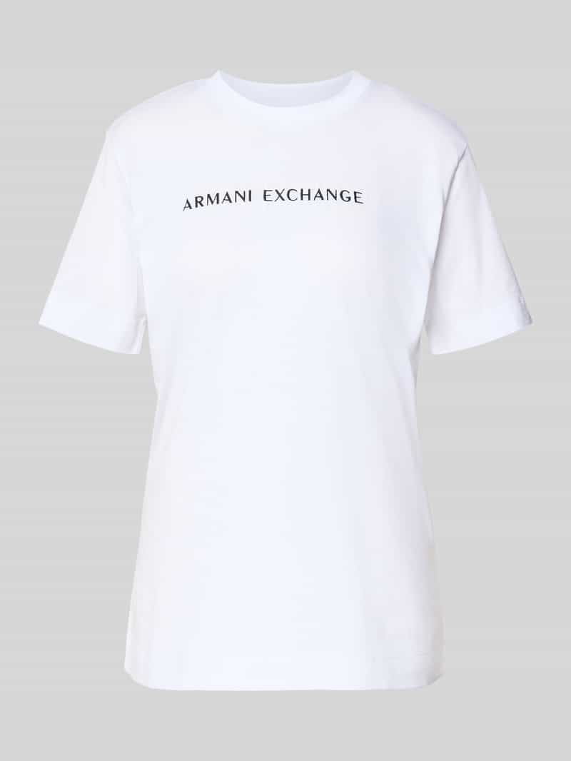 T-shirt z wyhaftowanym logo i okrągłym dekoltem
