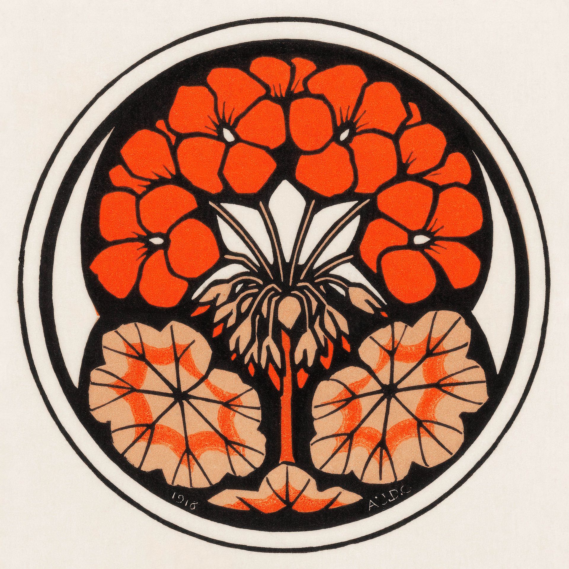 Plakat kwiatowy Julie de Graag pelargonie vintage 1916