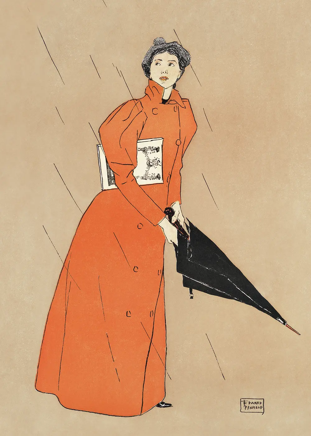 Plakat Kobieta trzymająca czarny parasol (1894)