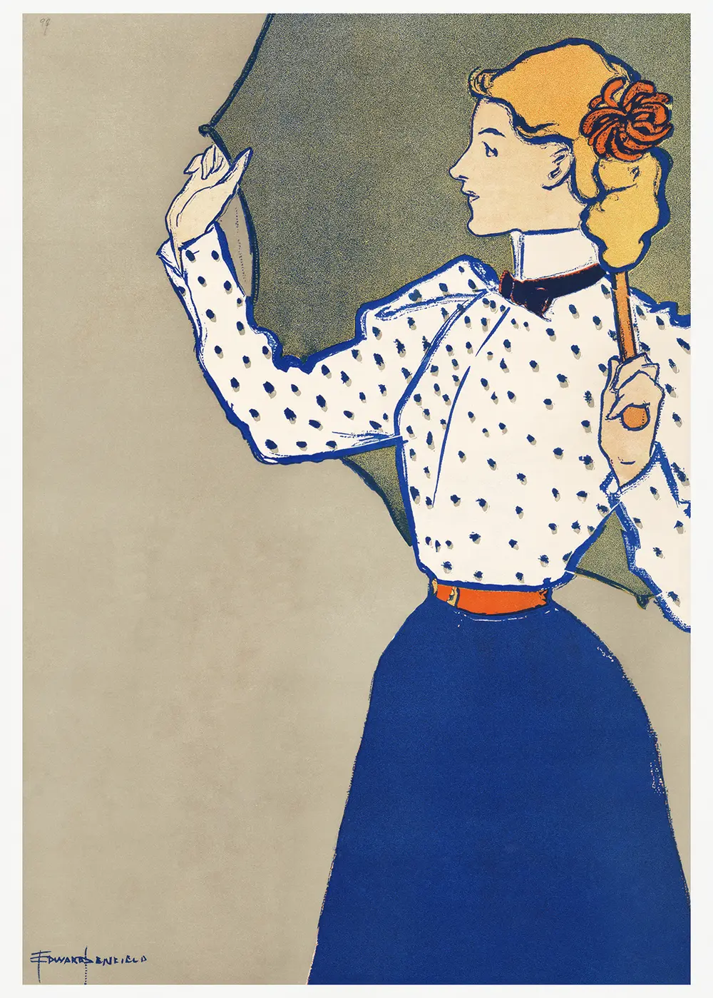 Plakat Kobieta trzymająca parasol nad głową (1897)