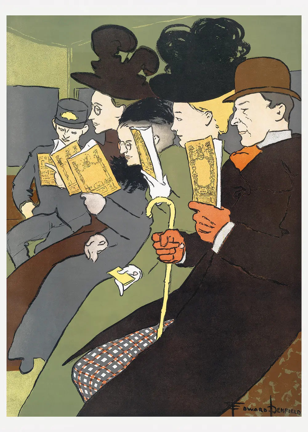 Plakat Ludzie w podróży czytający książki (1895)