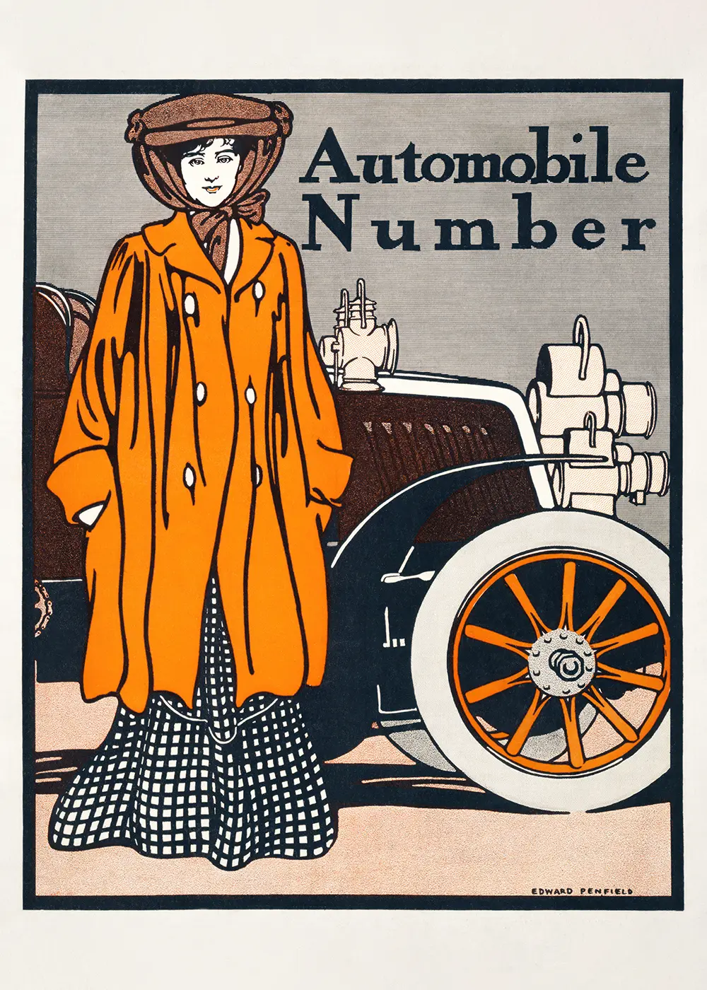 Plakat Automobile number kobieta przy samochodzie (1903)