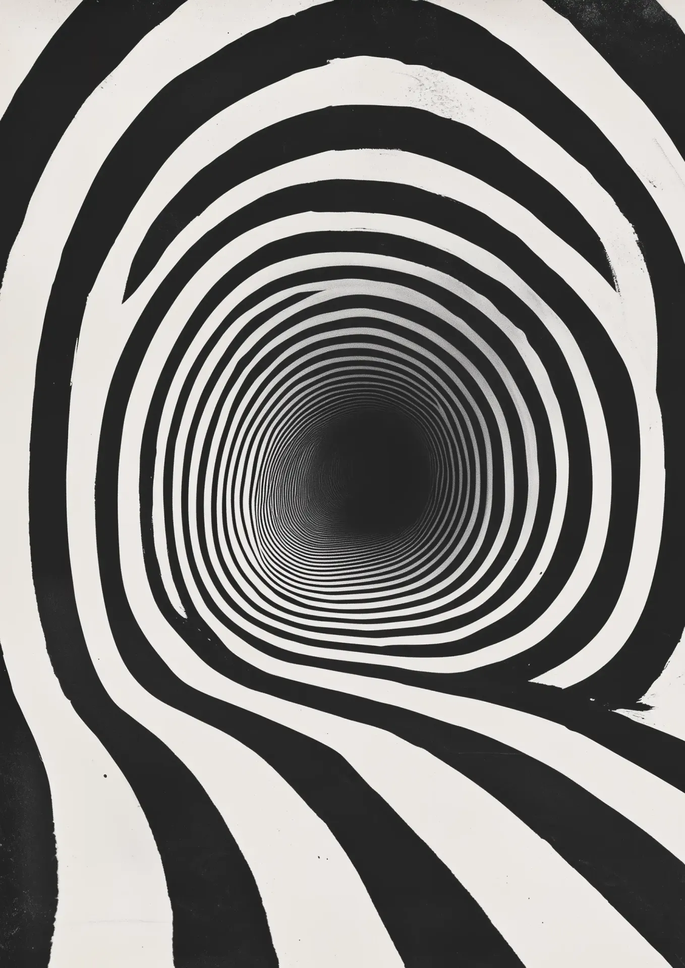 Plakat hipnotyzujący tunel z czarno-białych pasów