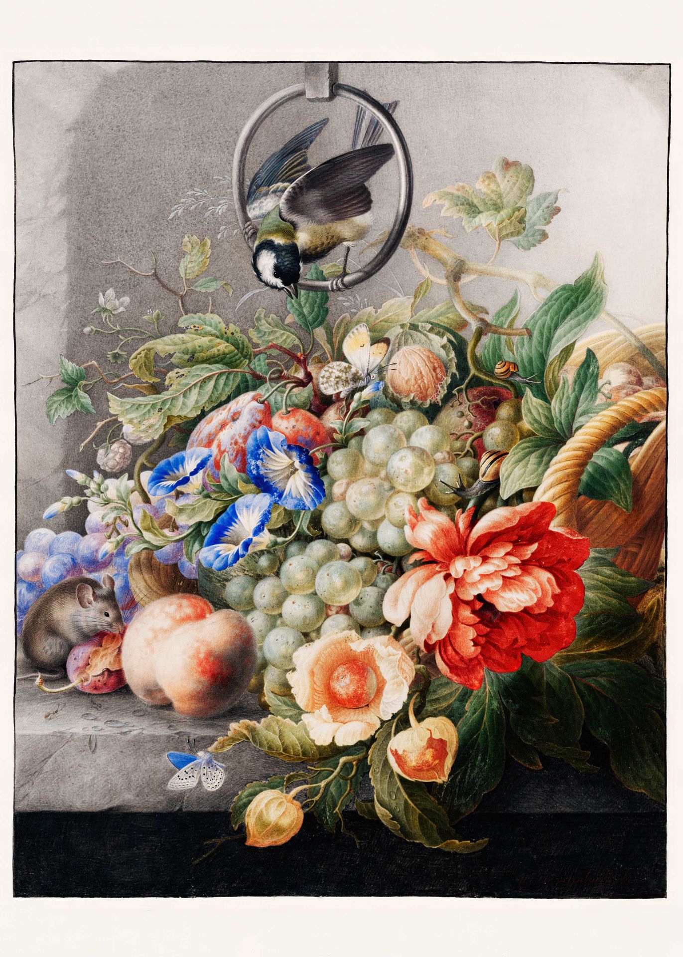 Plakat Herman Henstenburg kwiaty owoce barok XVII wiek