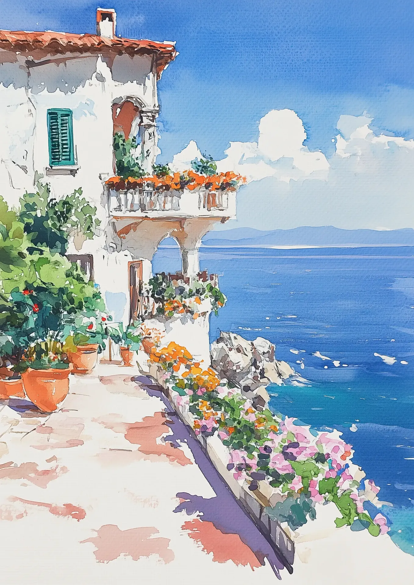 Plakat włoskie miasteczko nad morzem, Cinque Terre