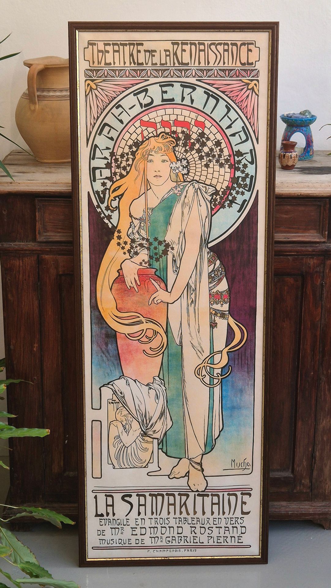 Plakat na płótnie w ramie La Samaritaine Sarah Bernhardt Alfons Mucha 48x136 cm