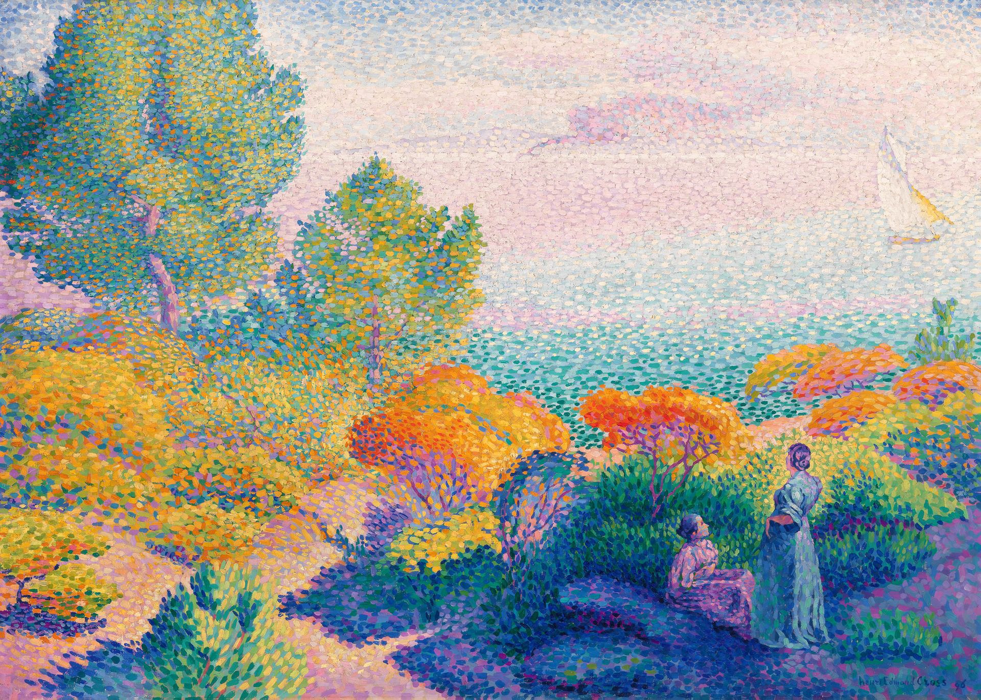 Plakat Henri-Edmond Cross neoimpresjoniznm krajobraz morski