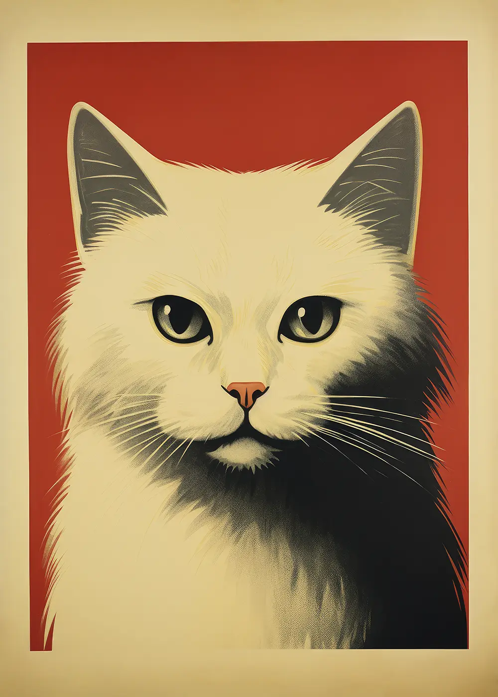 Plakat Portret kota Biały Kot