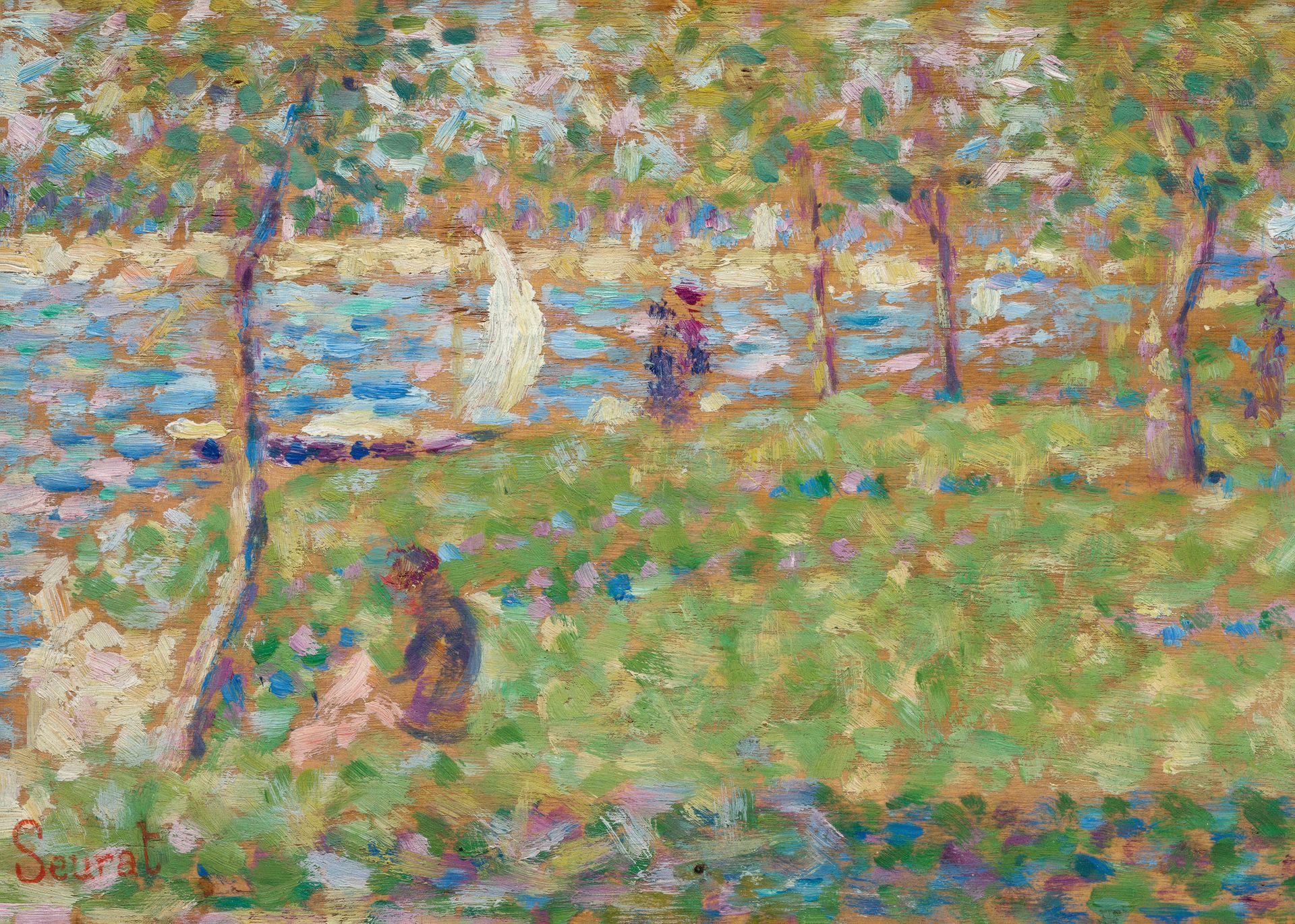 Plakat Seurat pointylizm pejzaż rzeka żagiel reprint