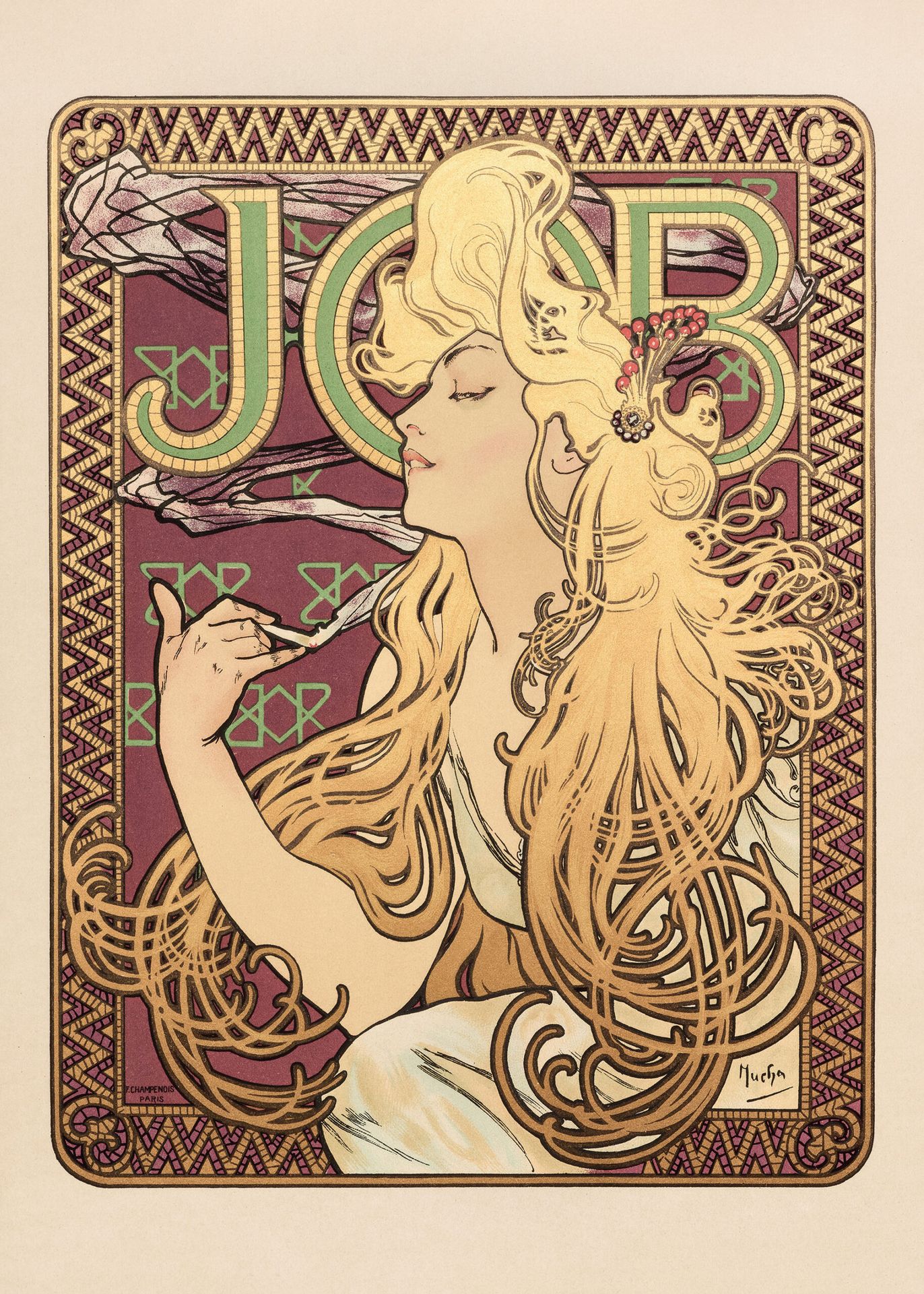Plakat JOB Alfons Mucha secesja kobieta Art Nouveau