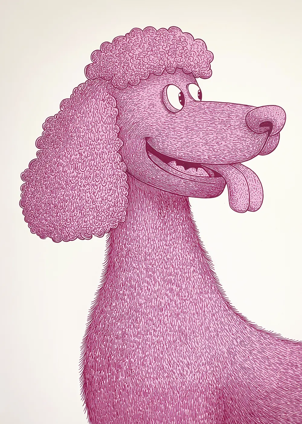 Plakat Pies pudel różowy