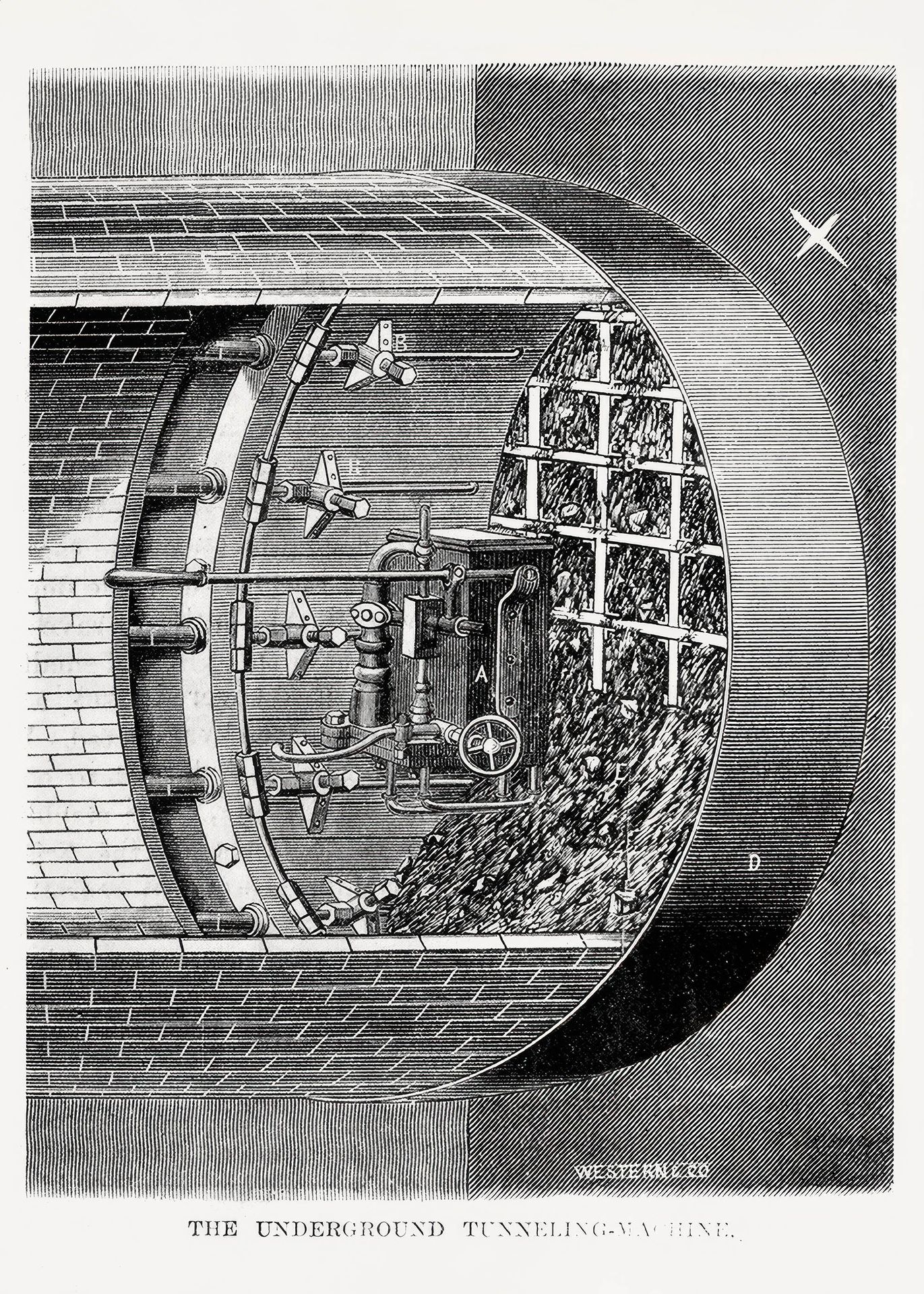 Plakat The Underground Tunneling Machine vintage Nowy Jork 1872