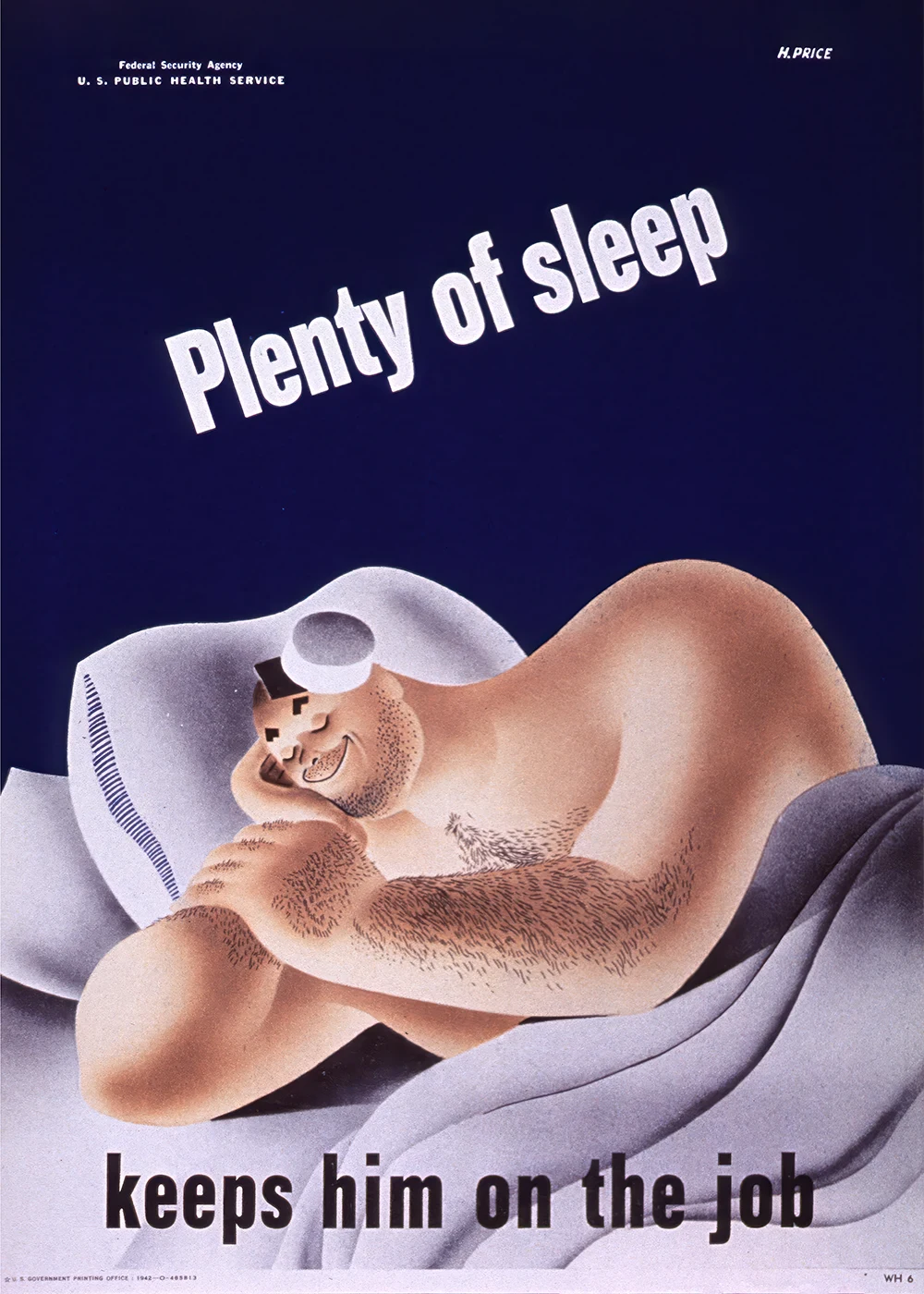 Plakat Vintage Plenty of sleep keeps him on the job