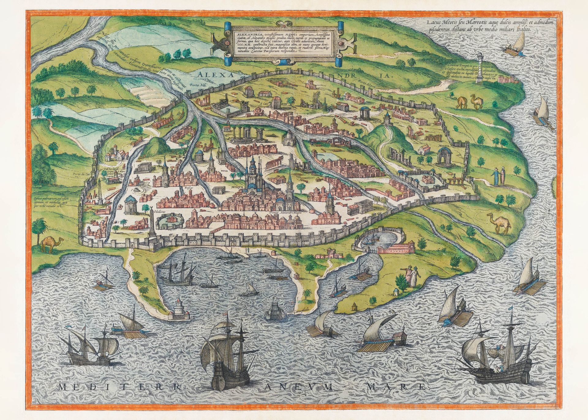 Plakat mapa Aleksandrii XVI wiek Civitates Orbis Terrarum