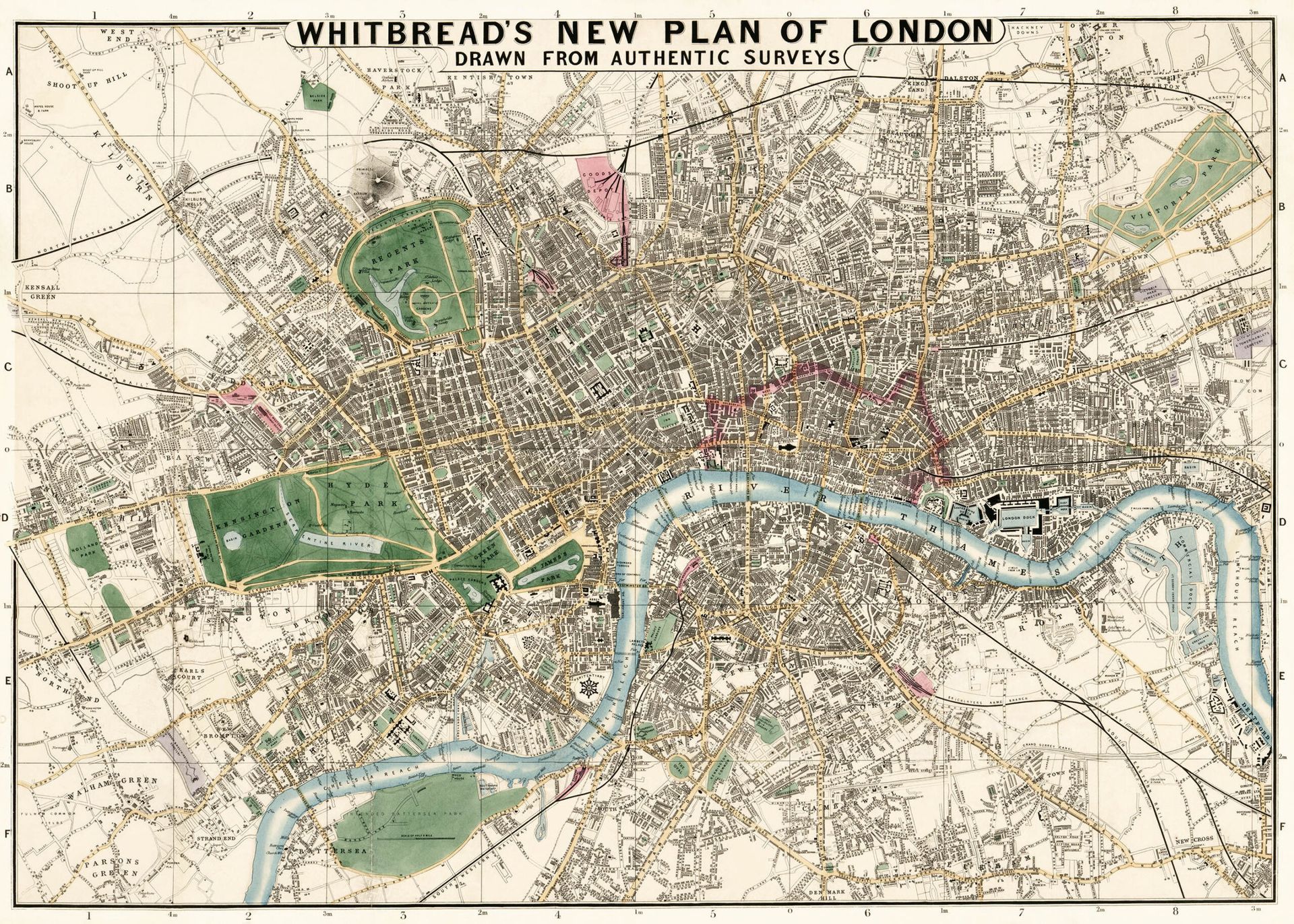 Plakat historyczna mapa Londynu Whitbread vintage