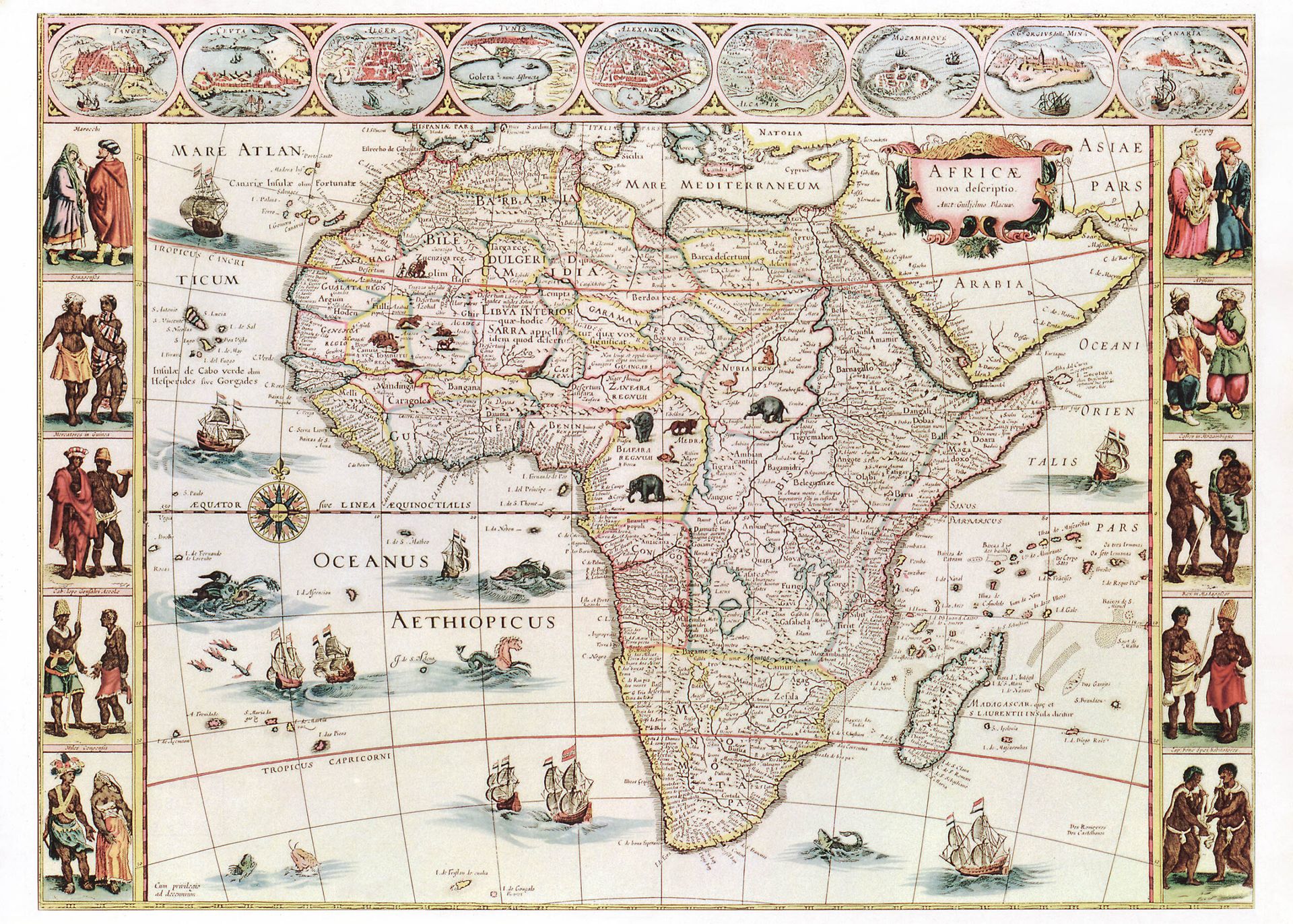 Plakat historyczna mapa Afryki XVII wiek vintage