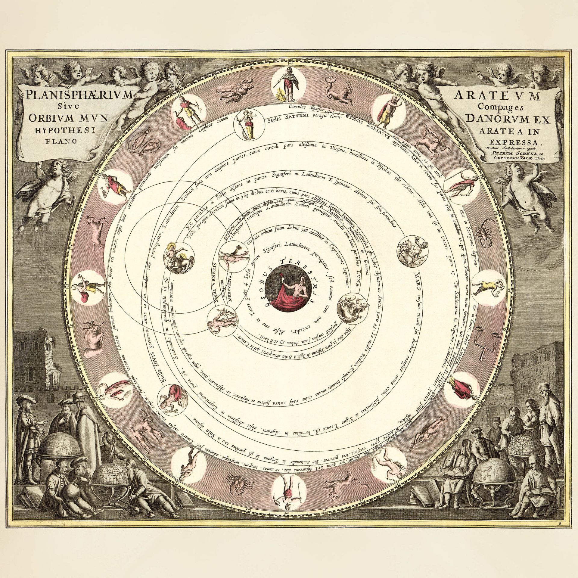 Plakat barokowa mapa nieba Planisphaerium XVII wiek