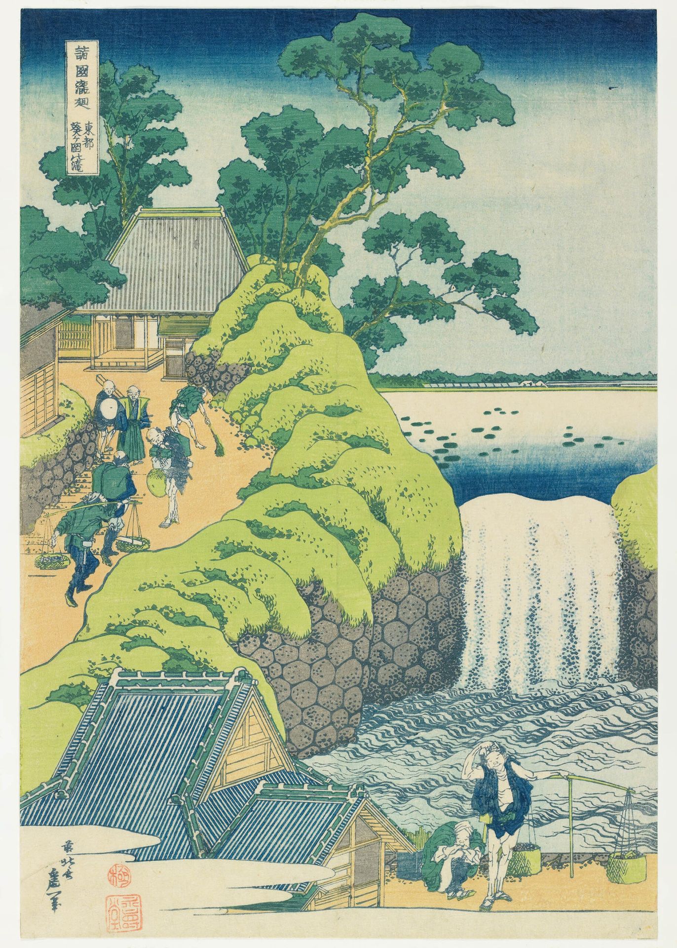 Plakat wodospad Hokusai widoki góry Fuji japońskie ukiyo-e