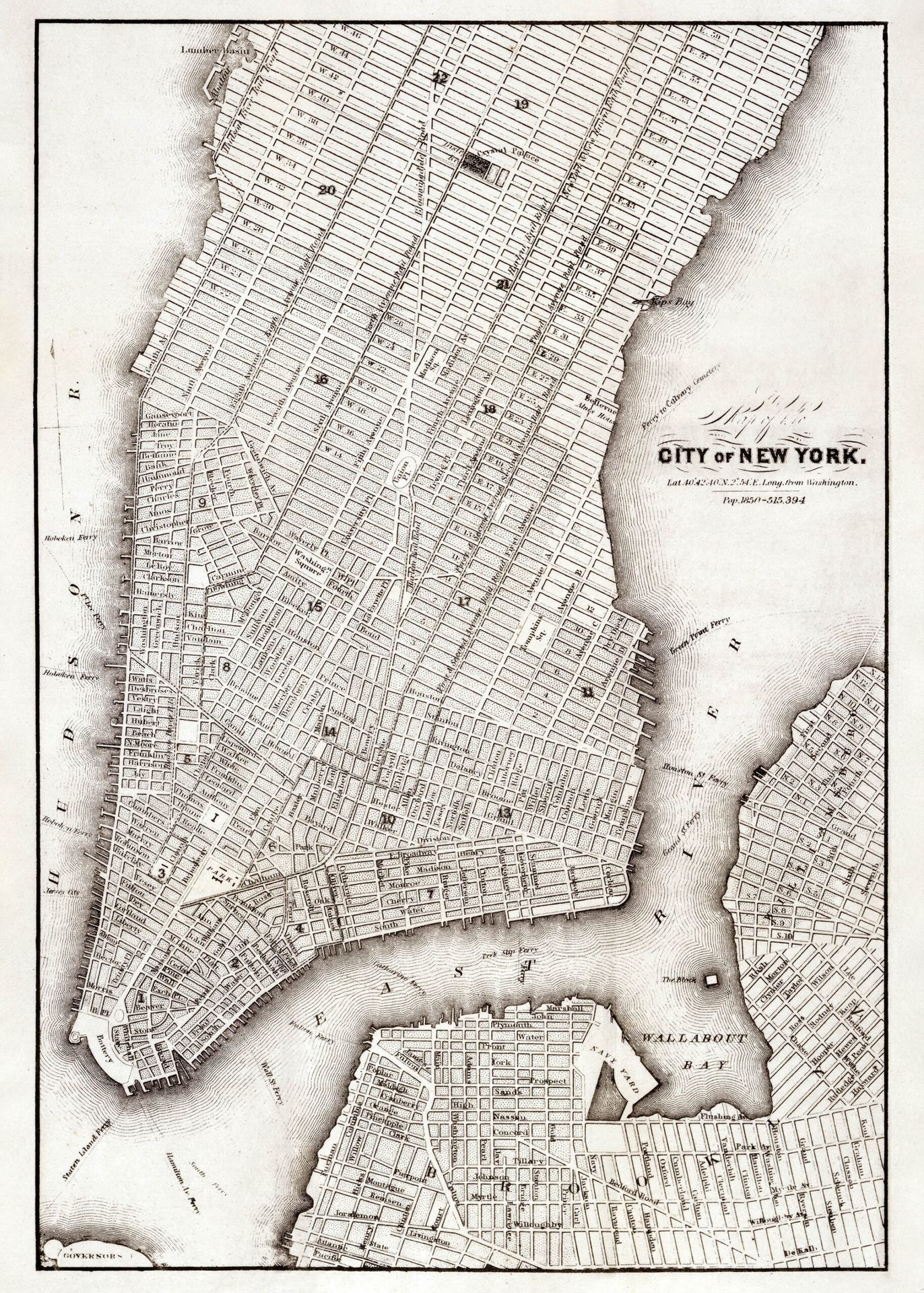 Plakat USA historyczna mapa Nowego Jorku XIX wiek Manhattan