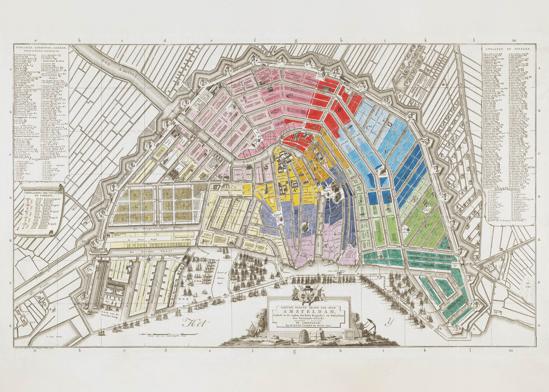 Plakat historyczna mapa Amsterdam XVII wiek fortyfikacje