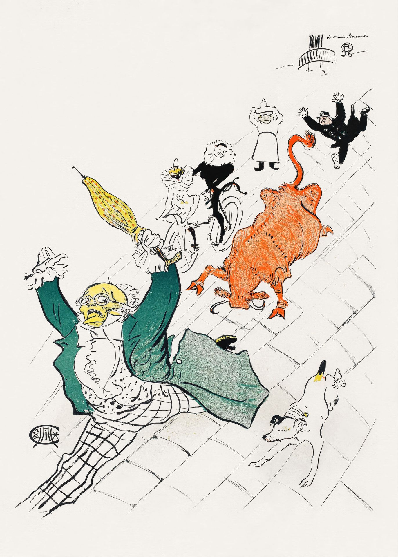 Plakat Toulouse-Lautrec vintage kabaretowy Paryż Montmartre byk